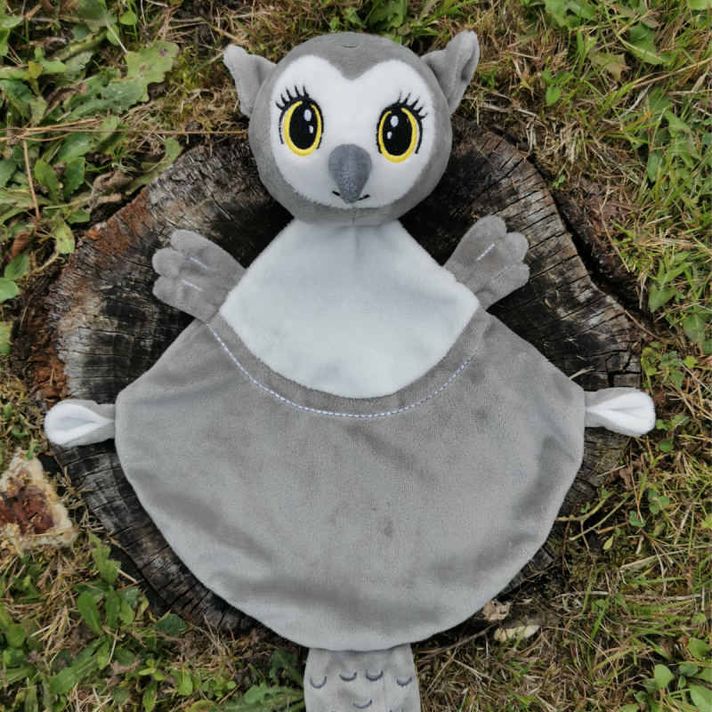  lisette chouette gris blanc 30 cm 